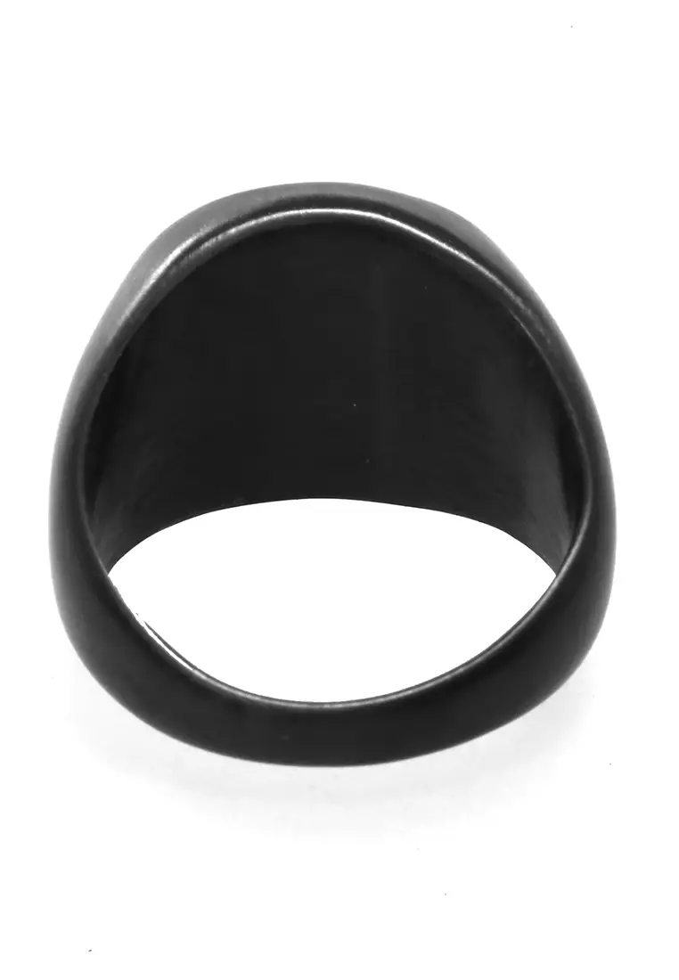 Daisy Cincin Signet Ring Desain Oval Aksesoris Pria Wanita Material Titanium ORIGINAL - Black Doff