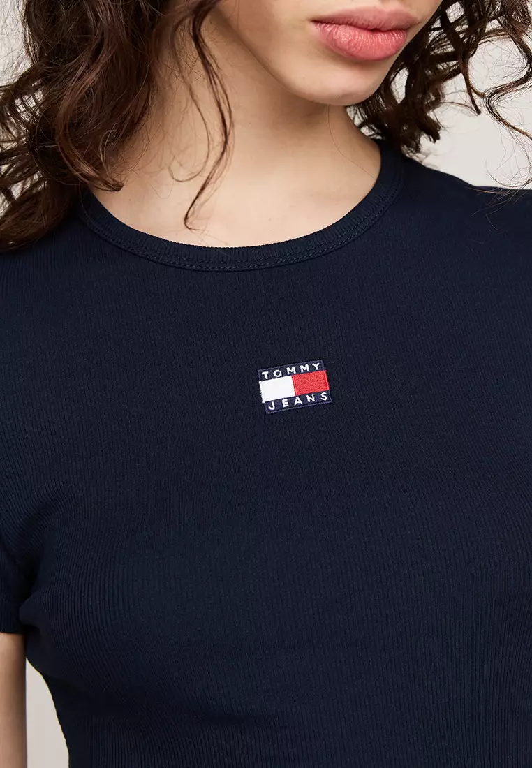 Slim Badge Rib Tee - Tommy Jeans