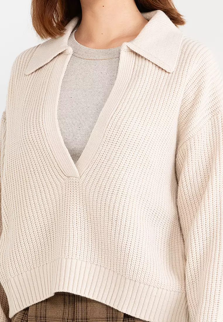 羅紋開領針織衫