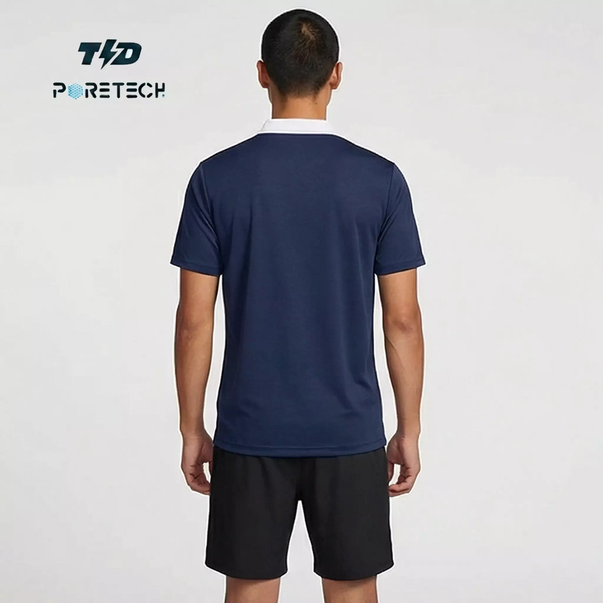 TDACTIVE Jersey Padel Pria Polo Kaos BreatheLite "navy putih" MSB48