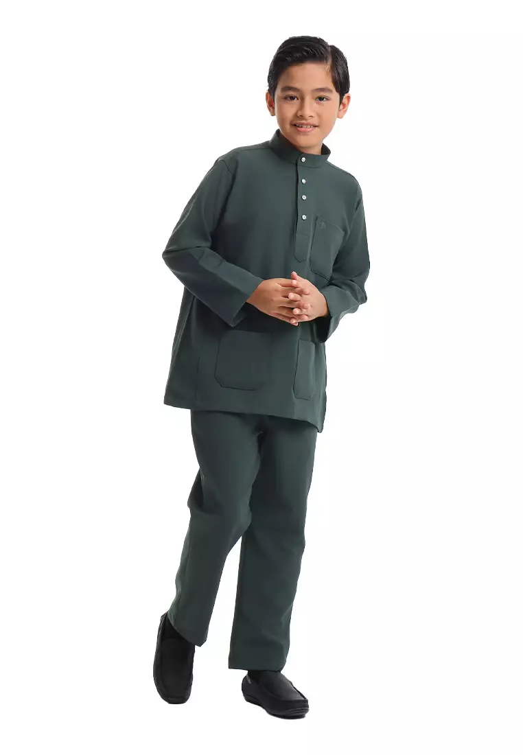 Alain Delon Baju Melayu Cekak Musang Budak - 19026501-49DarkGreen