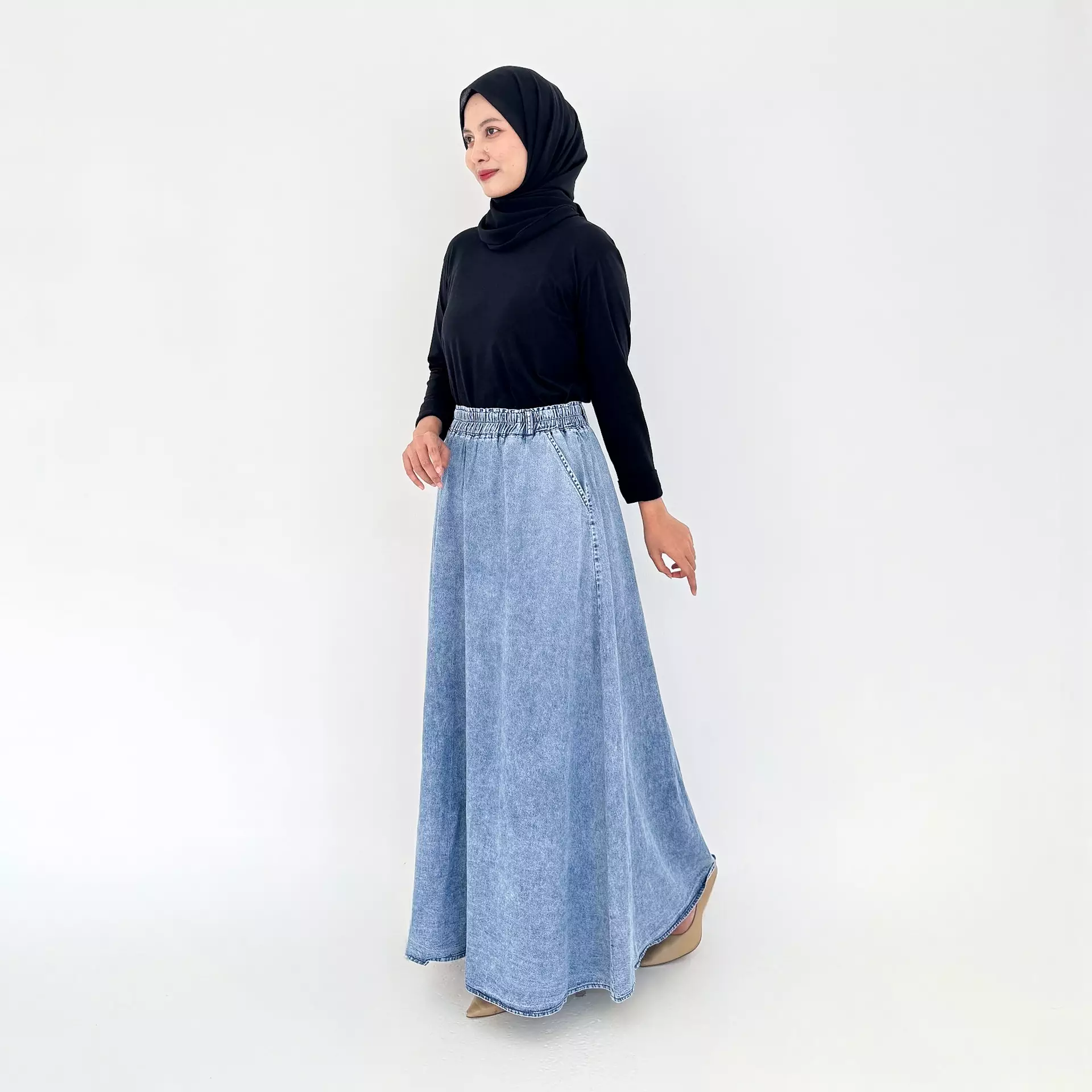 Ima Denim Skirt (Rok Jeans A-Line) SNOW BLUE