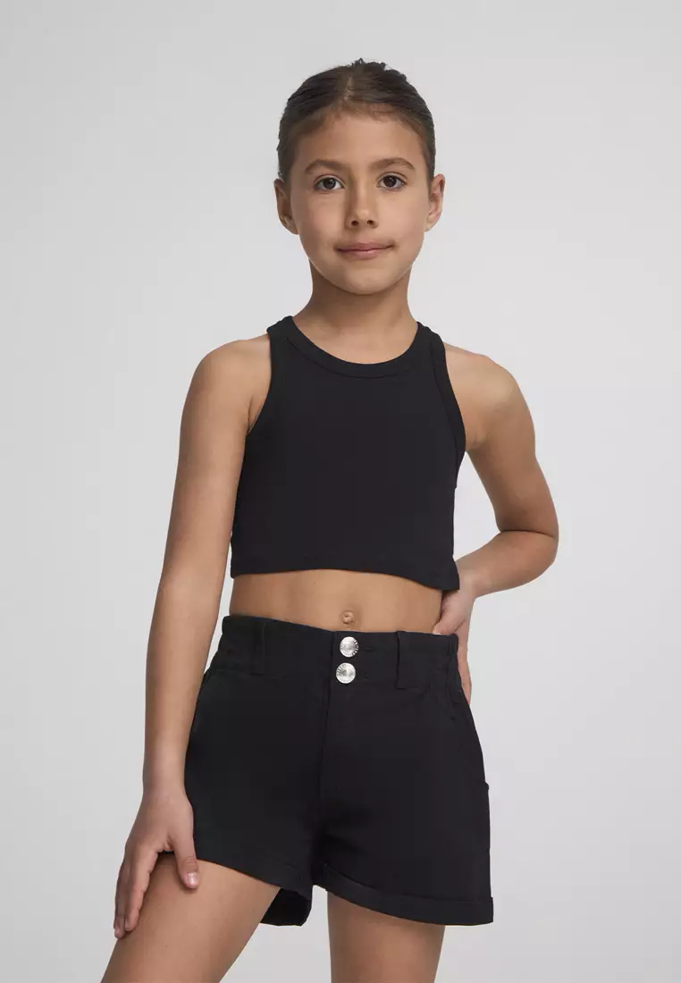 Paperbag Denim Shorts for Girls