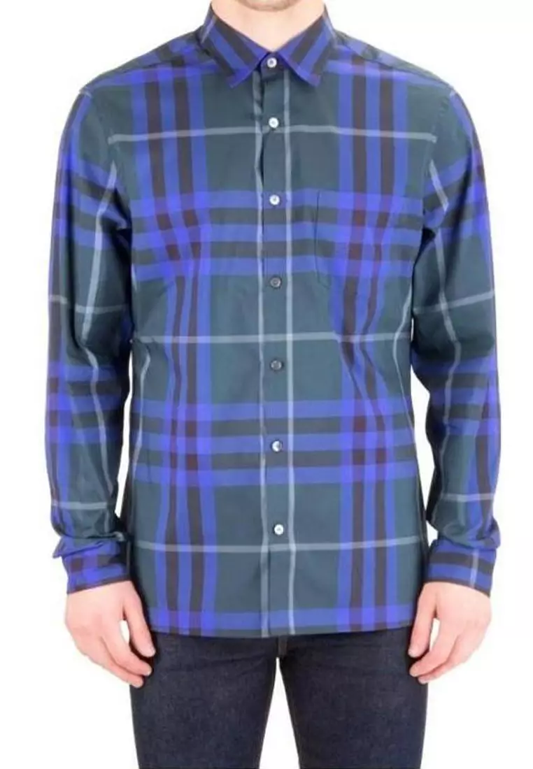 Teal burberry shirt top