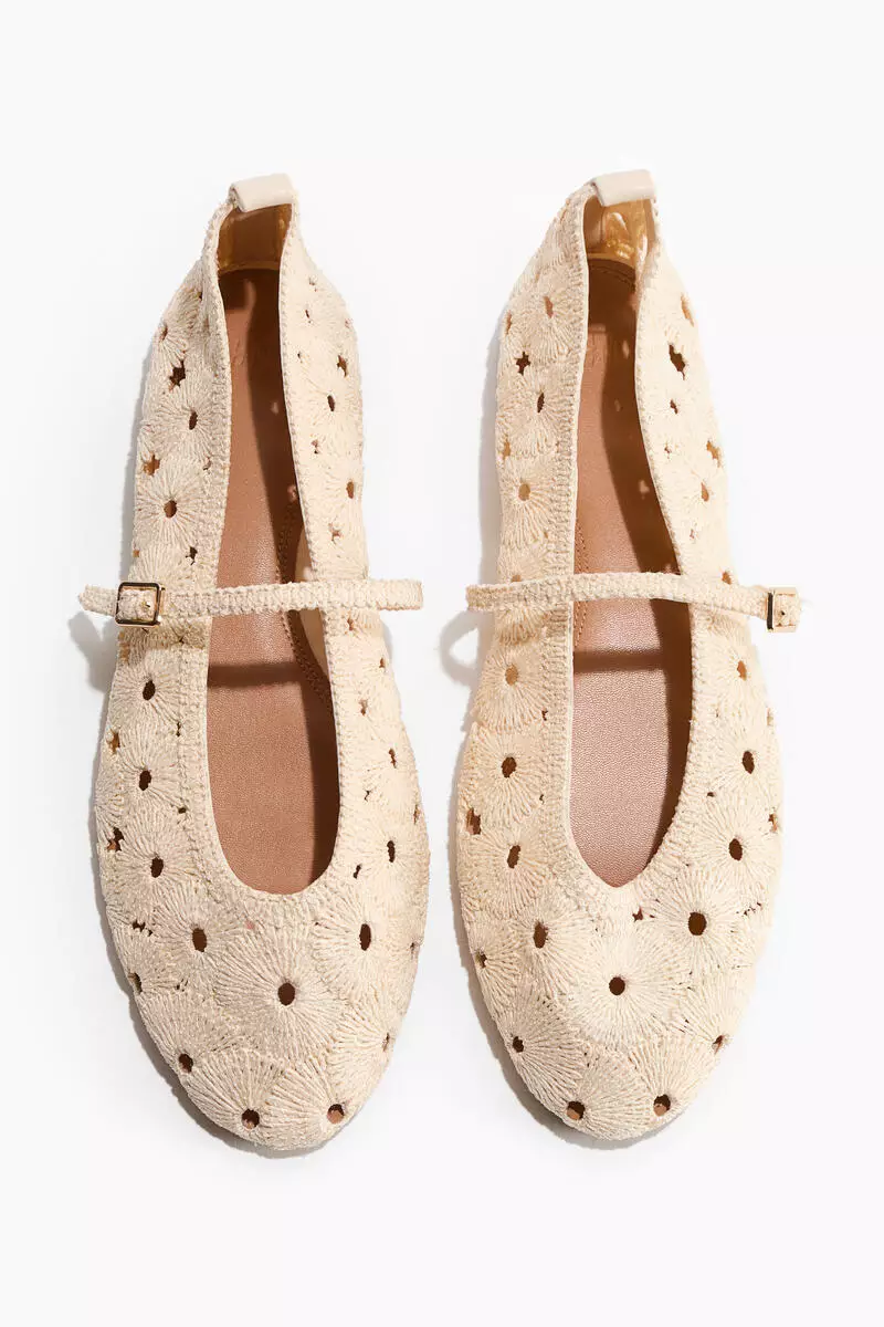 Straw Mary Jane ballet flats