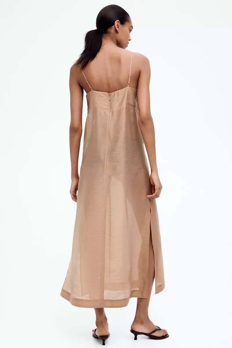 Sheer embellished strappy dress