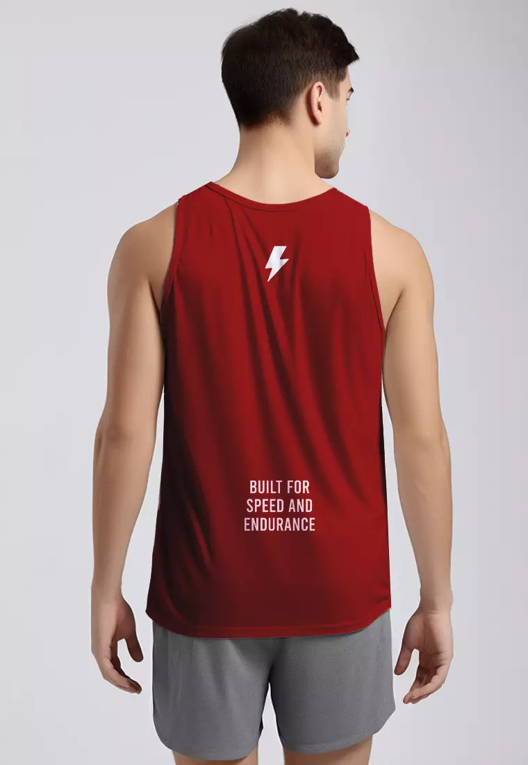 MSA91 Kaos Kutung Lari Merah Putih Tank Top Pria 3lines Td Bolt