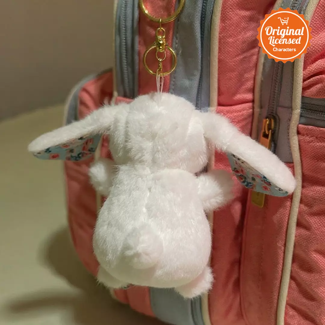 Gantungan Kunci Boneka Kelinci 10 cm Aksesoris Tas Lucu - Putih