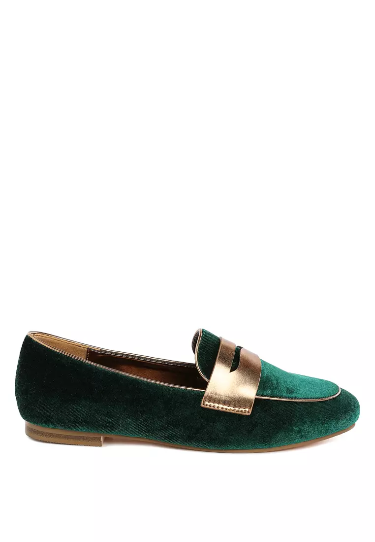 Discount on Rag & CO.  shoes - SKU: Penny Strap Velvet Loafers In Green