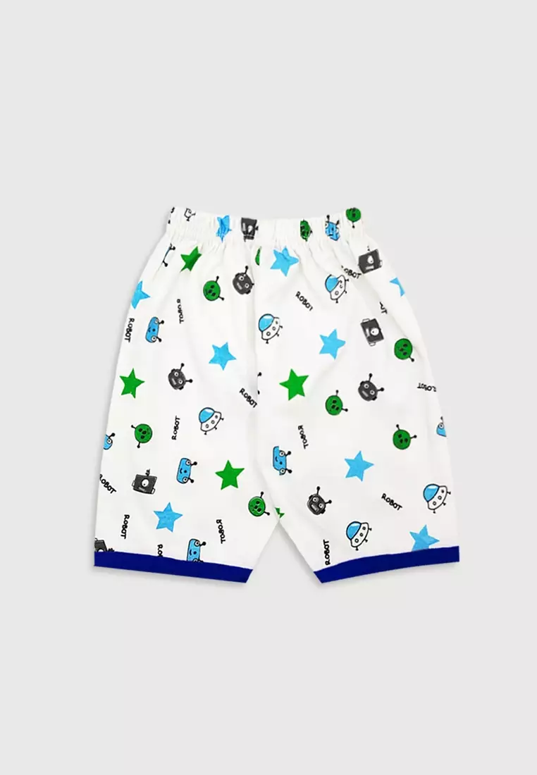 Wakakids Setelan Bayi Anak Laki Laki Usia 6 - 12 Bulan Motif Cool Robot 3349 Biru