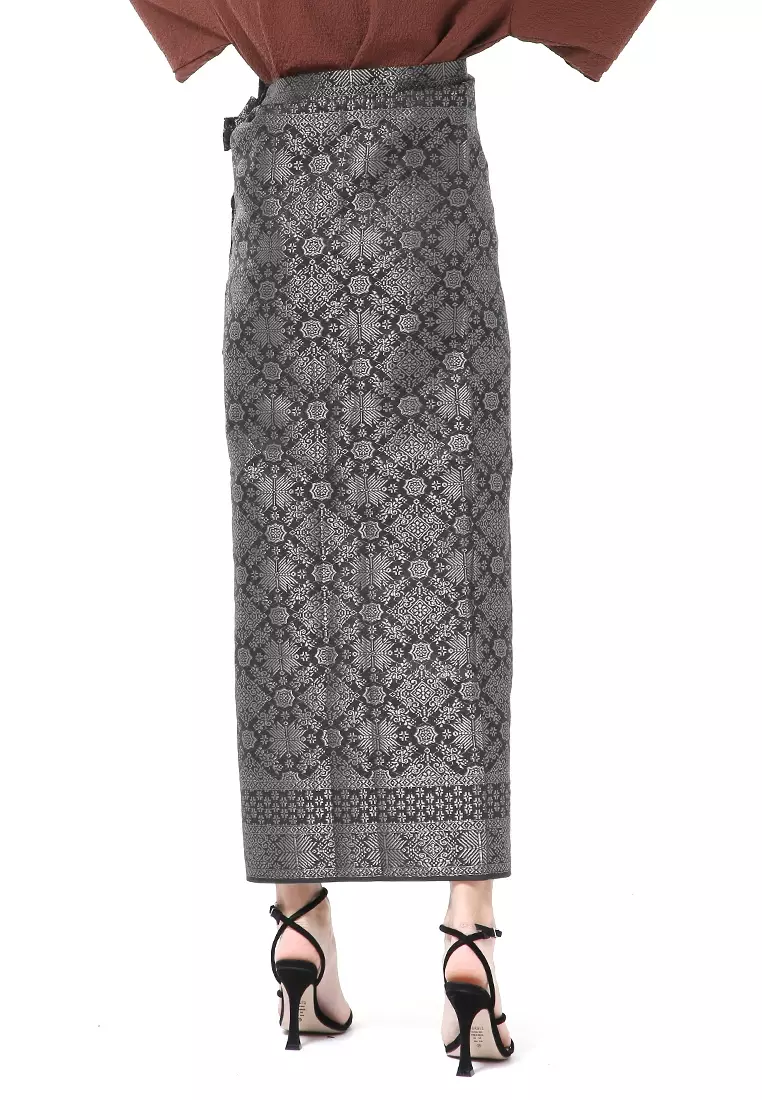 Olaf Rok Lilit Songket Batik Wanita Uniqe Design Material Viscose ORIGINAL - Black