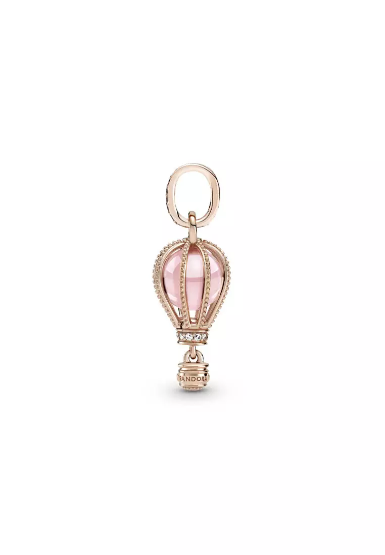 Pandora 14K Rose Gold-Plated Sparkling Pink Hot Air Balloon Dangle Charm