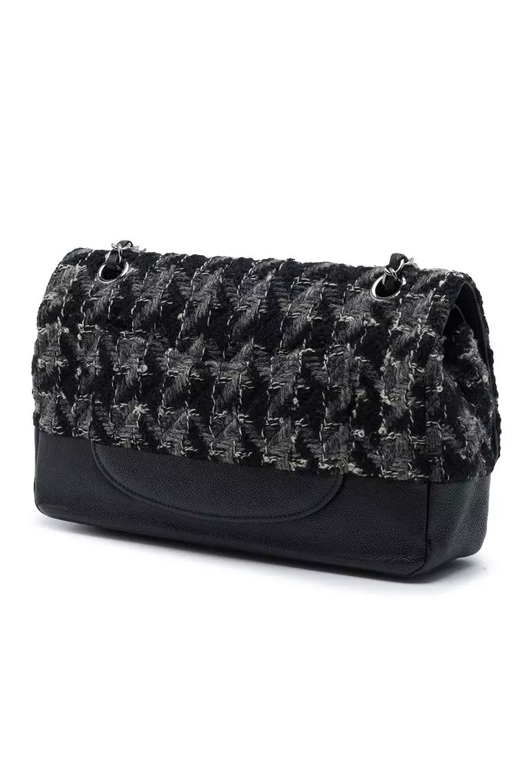 Pre-Loved Chanel Medium Classic Tweed And Caviar Double Flap