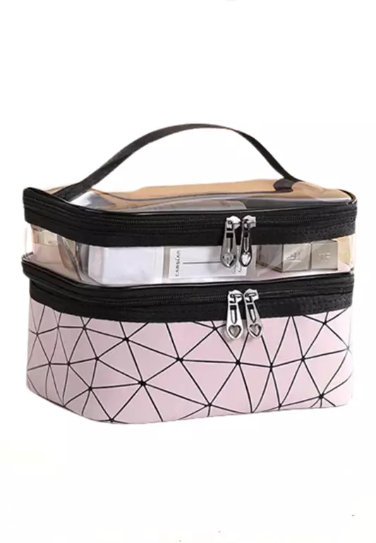 Elmar Tas Kosmetik Make Up Travel Wanita Organizer Bag Material Nylon Vinil ORIGINAL - Pink