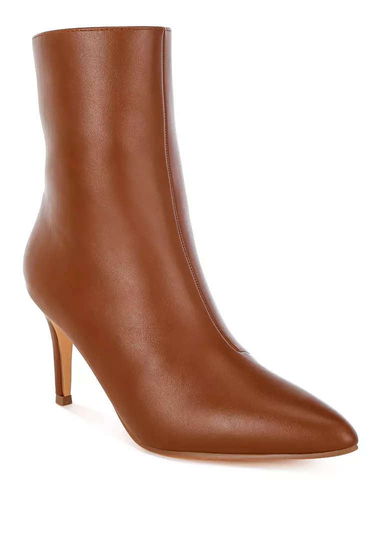 Harness Detail Stiletto Boots in Tan