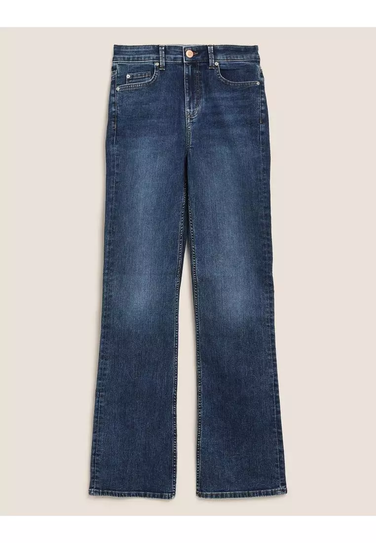 Lyocell Rich High Waisted Slim Flare Jeans, Per Una