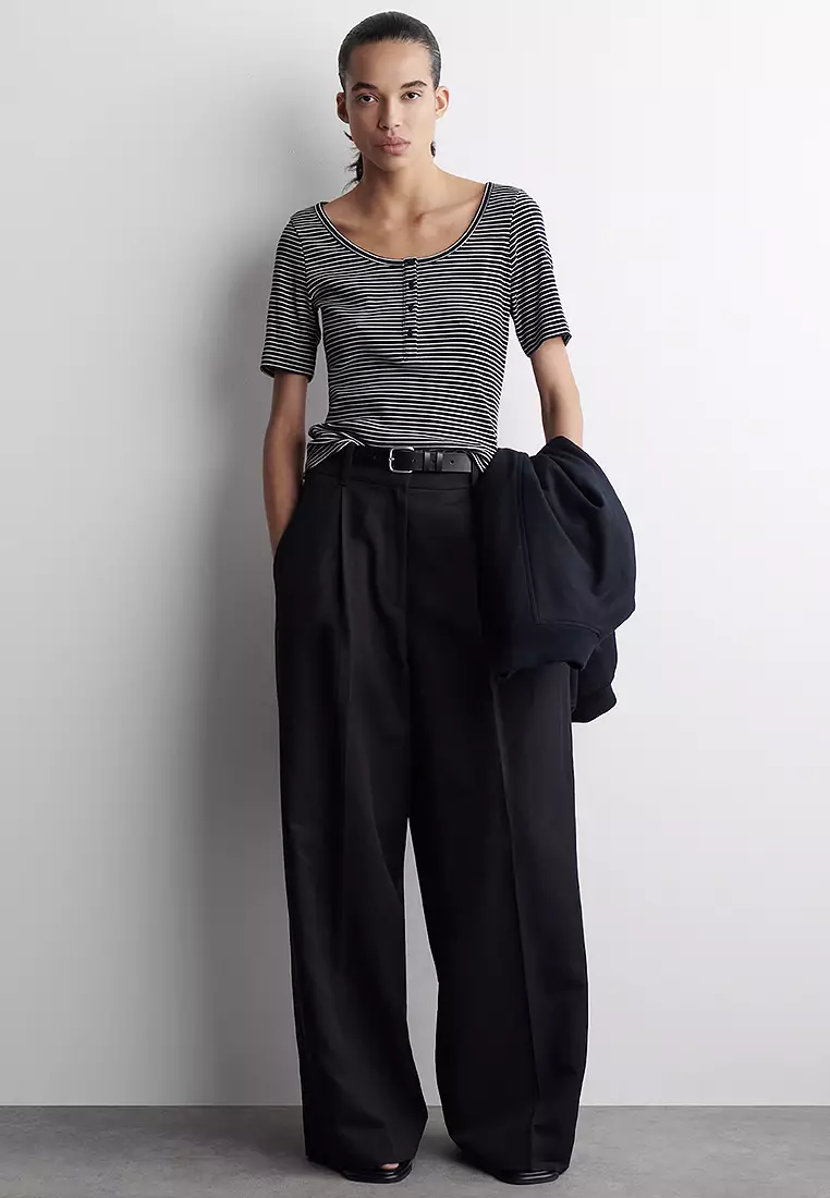 Ribbed Henley T-Shirt