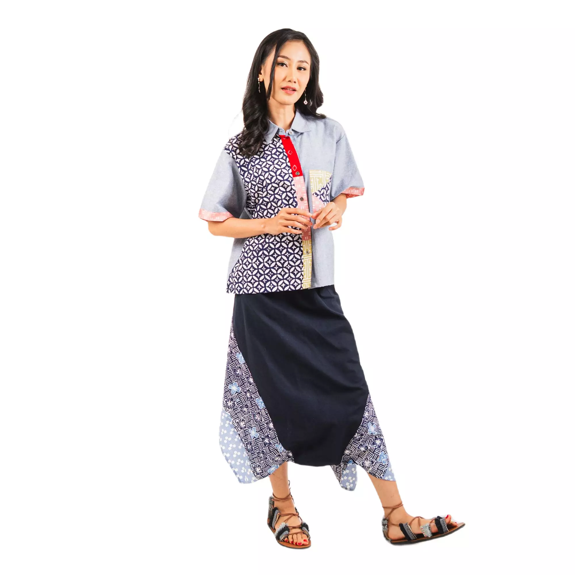 Kemeja Batik Wanita - Bhatara Batik Sassy - Atasan Batik Modern Lengan Pendek