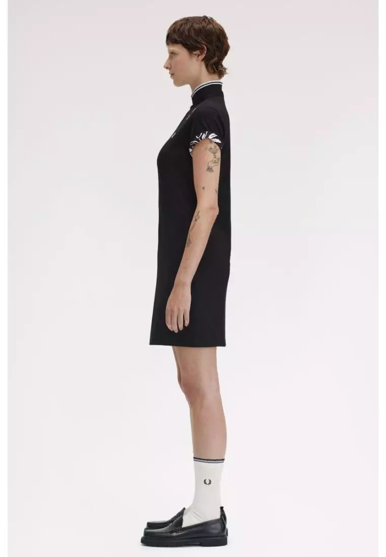 Buy Fred Perry Fred Perry SD9114 Printed Trim Piqué Dress (Black