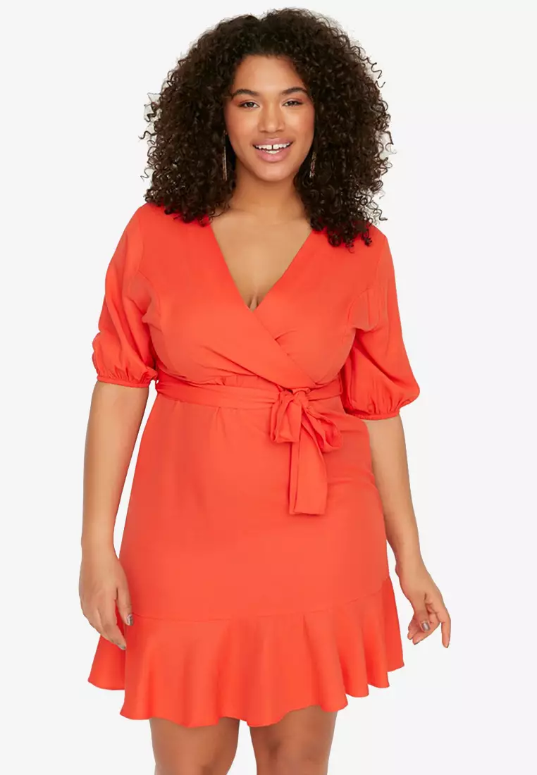 Plus Size Wrap Woven Mini Dress