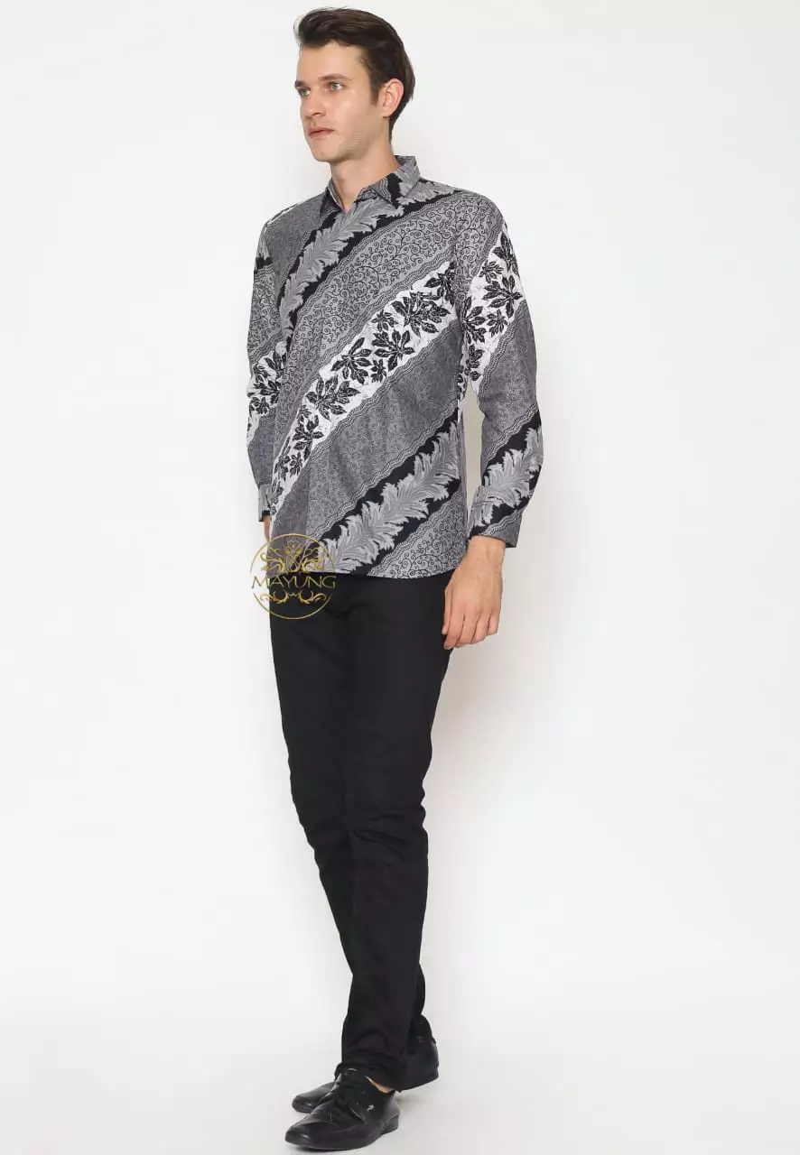 Pancapana Silver Kemeja Batik Pria Premium Slimfit Modern Lengan Panjang